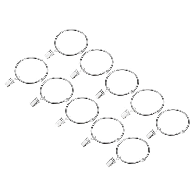 Anillos de cortina con clips, paquete de 14 anillos de clip para cortinas de acero al carbono, ganchos de anillos de clip para cortinas de 2.5"