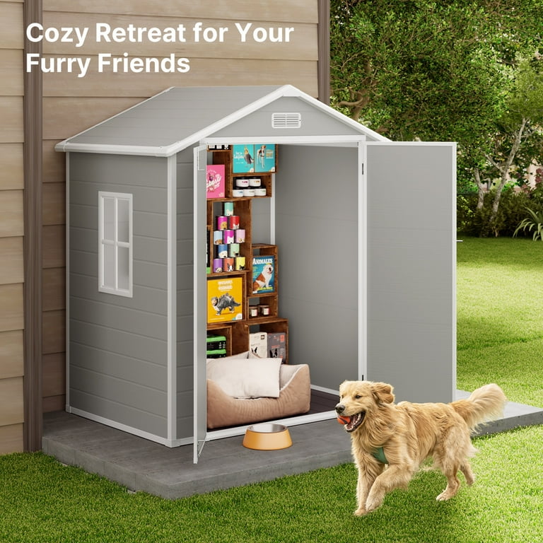 6 x 4.4 FT Outdoor Storage Shed Lofka Resin Shed with Lockable
