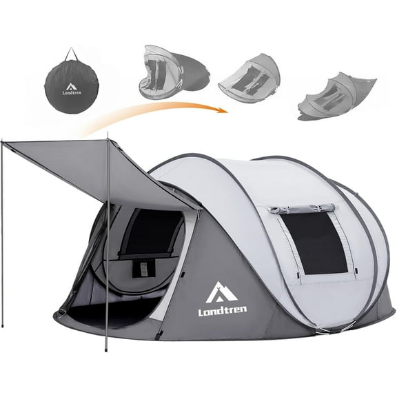 4 Person Easy Pop Up Tent Waterproof Automatic Setup 2 Doors-Instant Family Tents for Camping Hiking & Traveling