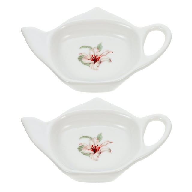 2Pcs Ceramic Tea Bag Holders Exquisite Tea Bag Tray Small Loose Tea Dish Tea Bag Coaster Tray