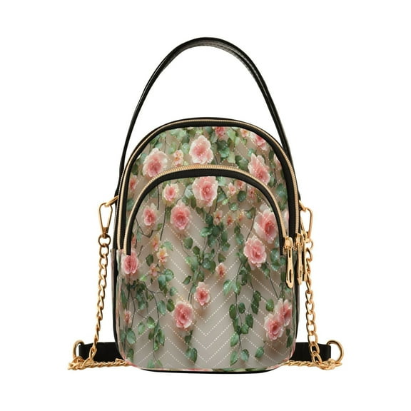 ALAZA Chain Crossbody Bags for Women 3d Flower Roses Shoulder Handbag Phone Purse