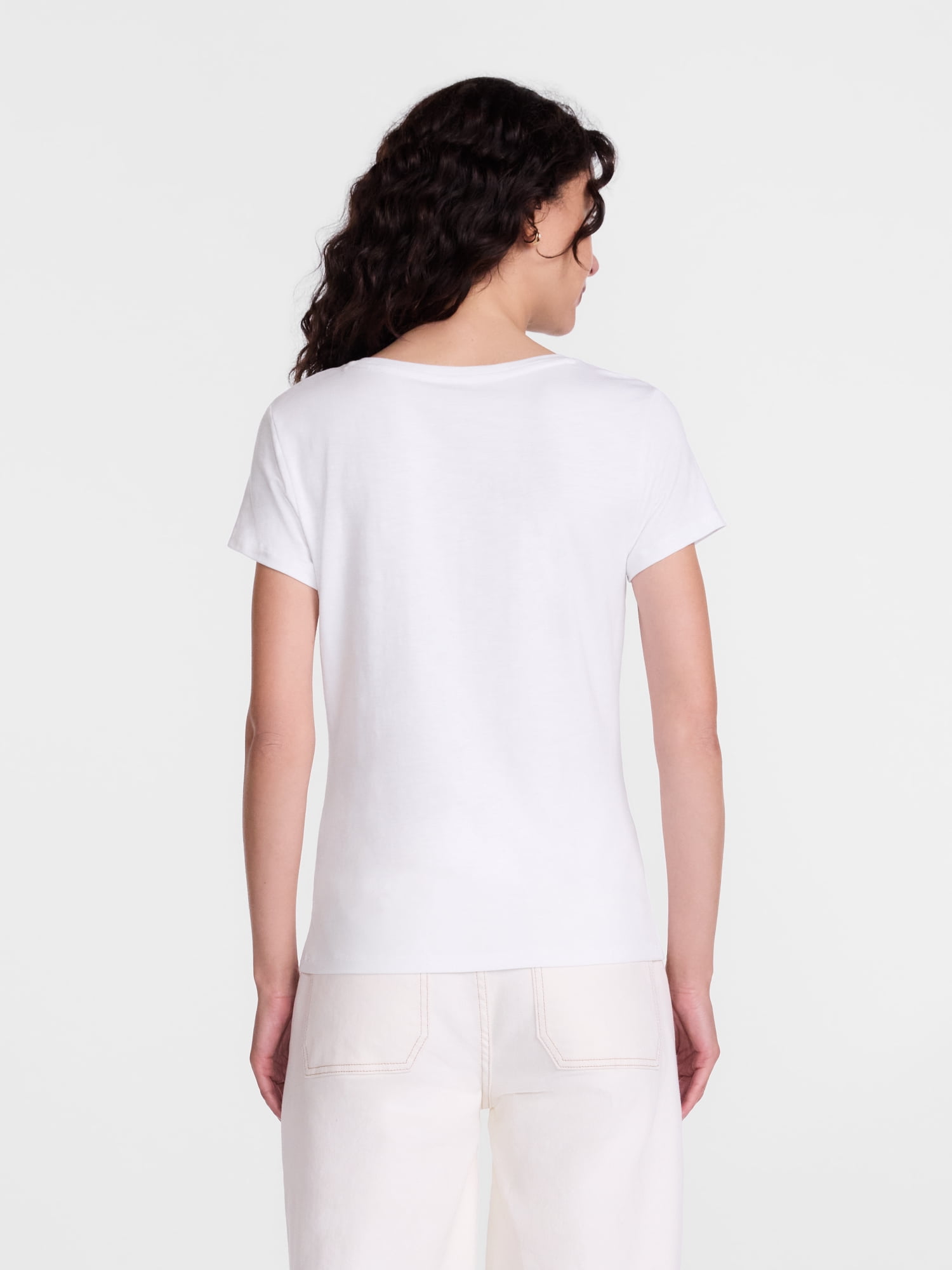 Scenario Women's Scoop Neck Tee with Cap Sleeves, Sizes XS-XXXL
