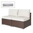 thumbnail image 1 of Royalcraft OUTDOOR 2 Piece Patio Furniture Set All Weather Brown Wicker Outdoor Patio Sectional Sofa Couch with Beige Cushions, 2 Single Chairs with Waterproof Cover, 1 of 7