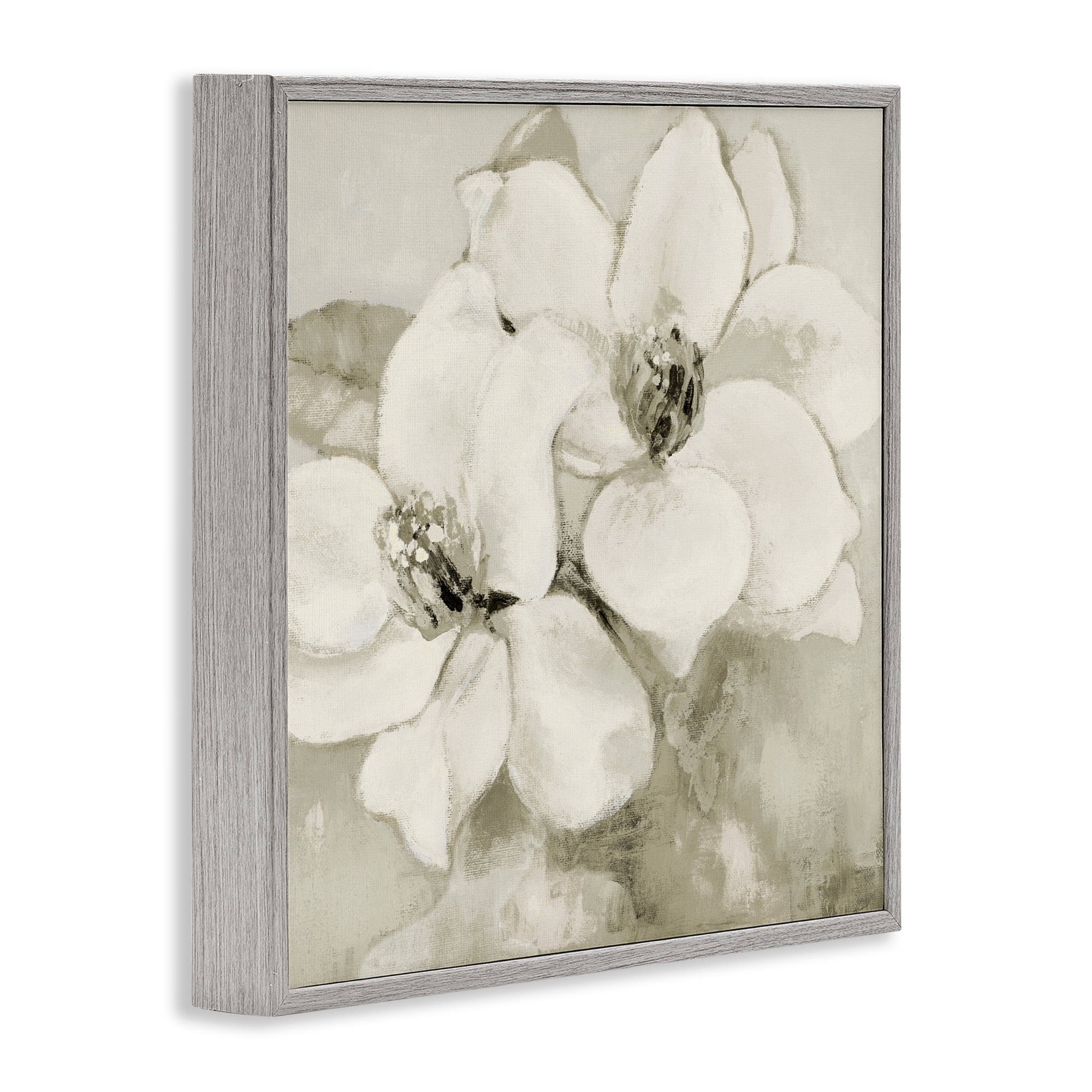 Stupell Industries Subtle Beige Magnolias Gray Framed Giclee Art, design by Lanie Loreth
