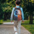 thumbnail image 4 of POLERO Wolf Pattern Large Capacity Backpack for School Sport, Multi-Pocket Adjustable Shoulder Strap Polyester Schoolbags, 4 of 10