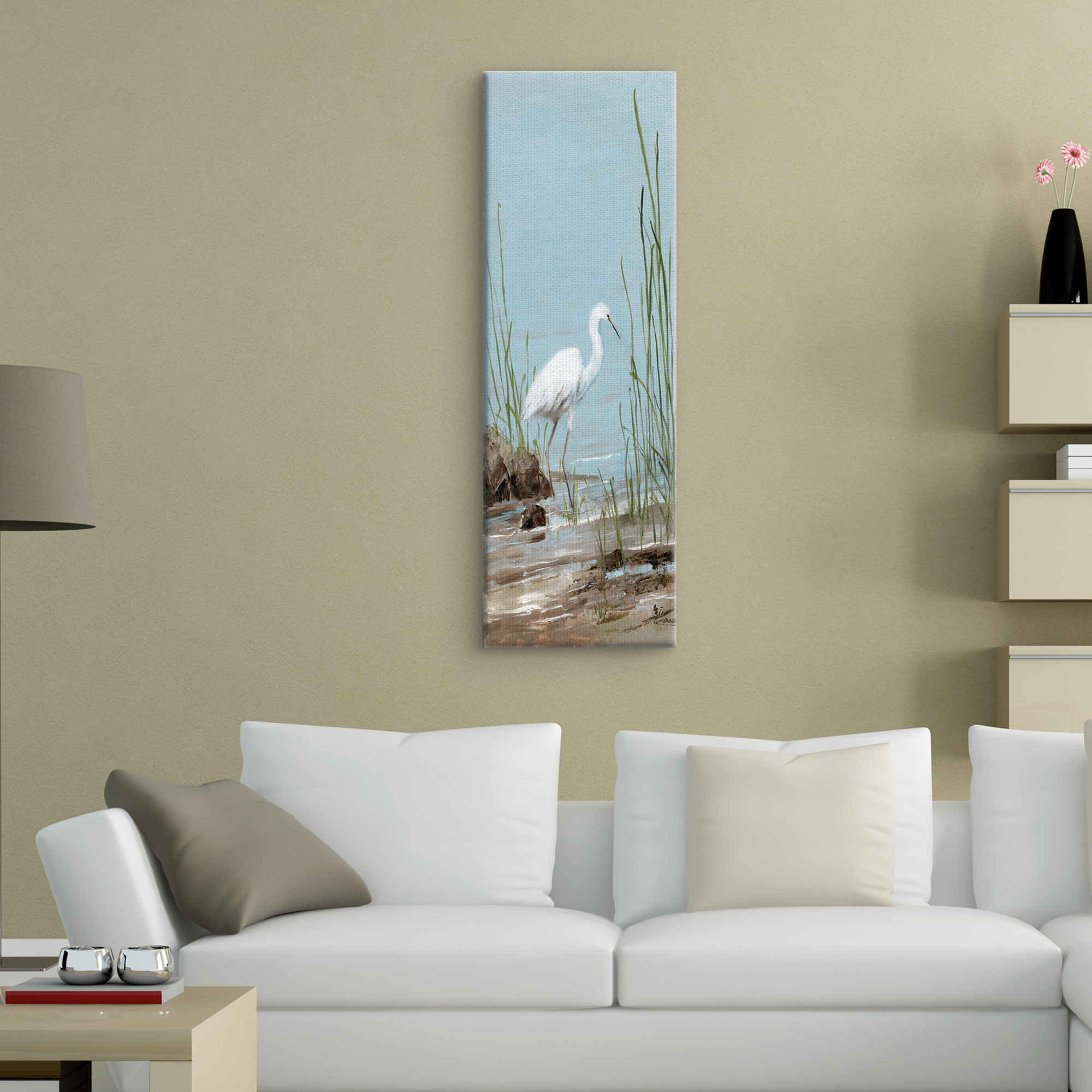 Masterpiece Art Gallery White Shorebird I by Sally Swatland Canvas Art Print 12" x 36"