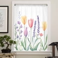 thumbnail image 4 of Colorful Spring Floral Semi Sheer Curtains Drapes for Living Room, Bedroom, French Doors Window 72 Inches Long, Farmhouse Summer Flowers Rod Pocket Chiffon Curtain Drapery Voile Draperies Panel, 4 of 6