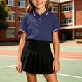 thumbnail image 4 of CQONEPT Boys Henley Short Sleeve Shirt Summer Cotton Collared T Shirt Toddler Casual School Uniform Dress Shirts Navy XL, 4 of 6