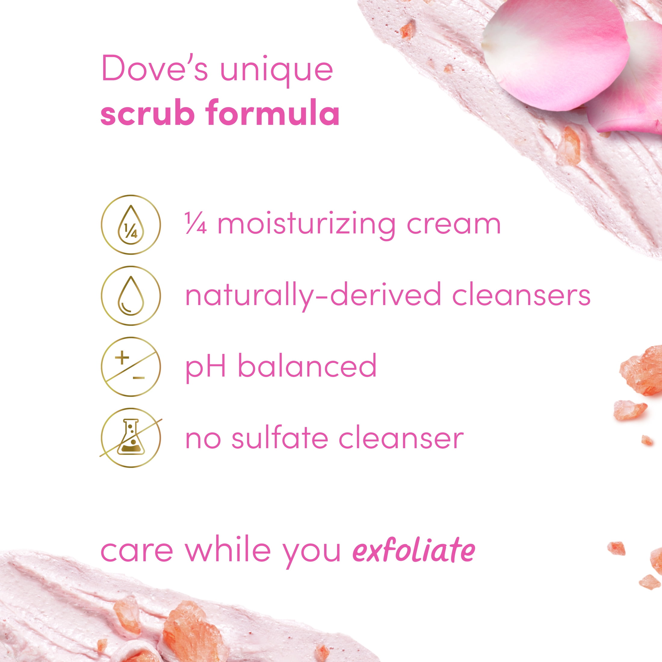 Dove Exfoliating Body Scrub for Women Himalayan Salt & Rose Oil, 15 oz