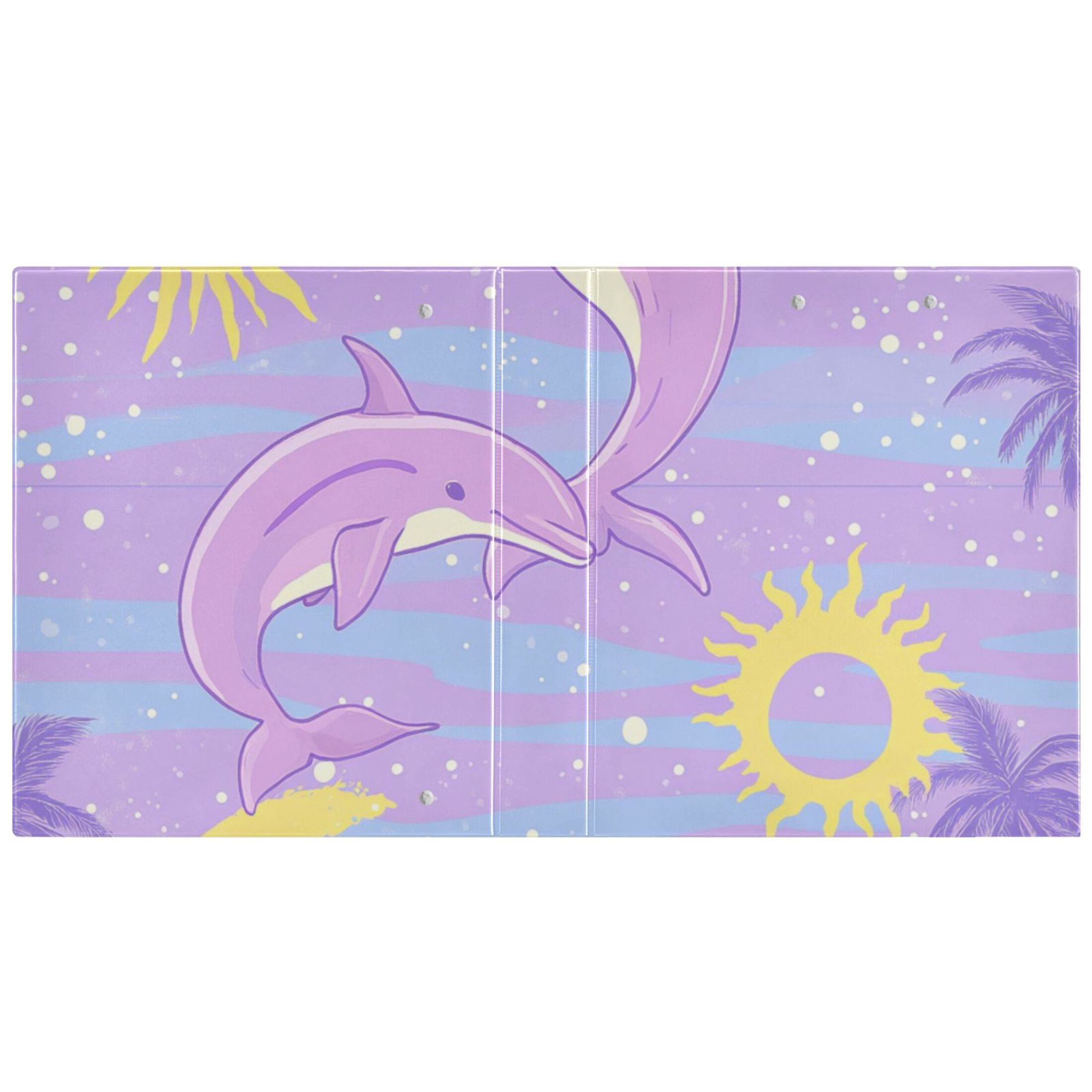 Dolphins Jumping 3 Ring Binders 1.5 inch Hardcover File Folders with Interior Pockets A4 Size Organizer for School Office Hospital
