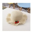 thumbnail image 5 of CoCopeanut Anak-anak Musim Panas Topi Jerami Cherry Pompom Putri Bayi Gadis Topi Anak Bernapas Tabir Surya Topi Matahari Pantai Bonnet Gadis Topi Tas, 5 of 6