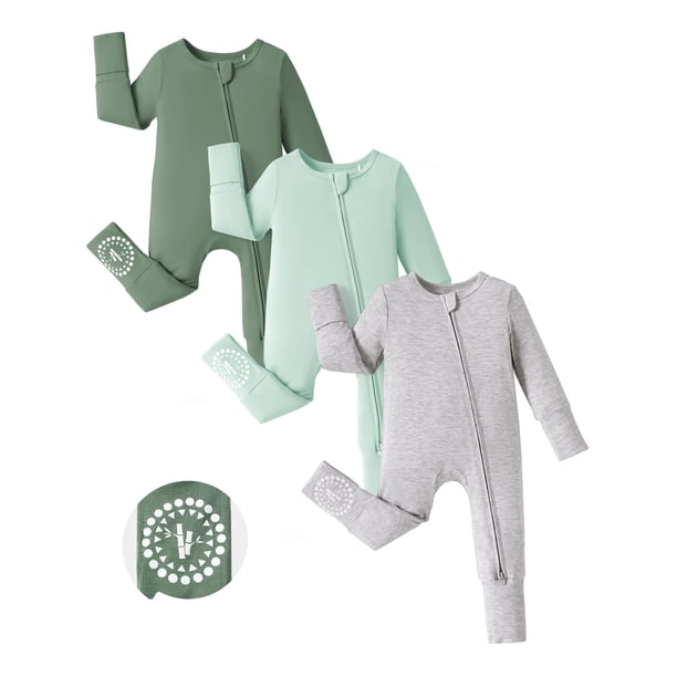 Pijamas para Bebé PATPAT de Bambú con Cremallera Bidireccional Antideslizantes 2 Paquetes