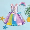 thumbnail image 2 of CAIVO Kids Girls Outfit Sets O-Neck Sleeveless Mesh Tutu Dress With Hair Boho Clothing Sets, 2 of 9