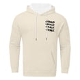 thumbnail image 7 of Men's Outdoor Casual Hooded Drawstring Sweatshirt, GOOD THINGS TAKE TIME Graphic Print Pullover for Hiking, Streetwear,Beige,L, 7 of 7