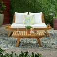 thumbnail image 2 of GDF Studio Kaiya Outdoor 2 Seater Acacia Wood Loveseat and Coffee Table Set, Teak and White, 2 of 16