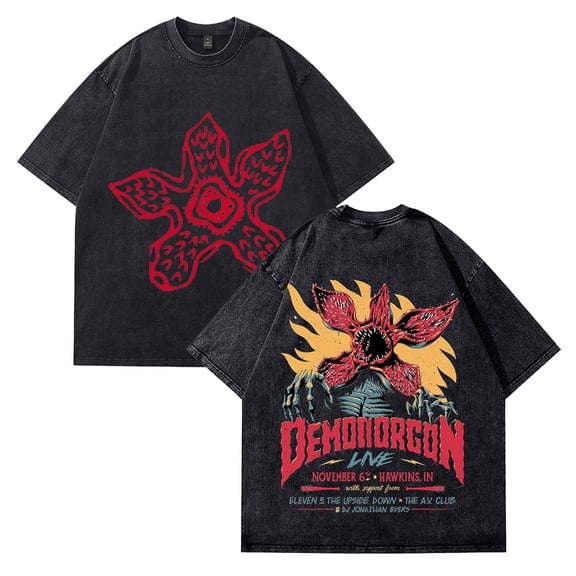 Eddie Munson The Demogorgon  tshirt crewneck short sleeve 100% Cotton Vintage Washed tshirt men/women tops
