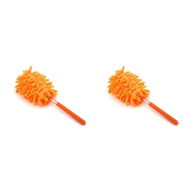 Injueey Plumero de repuesto de Color sólido, lavable, reutilizable, Manual, antioxidante, a prueba de humedad, hogar, oficina, dormitorio, Naranja 2Conjunto
