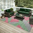 thumbnail image 5 of Yuma Indoor/Outdoor Pink Tropical Boho Leaves 5' x 7'6" Non-Skid Area Rug, 5 of 5