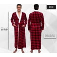 thumbnail image 3 of Ross Michaels Mens Robe Big & Tall - Long Buffalo Plaid Plush Sherpa Lined Fleece Bathrobe with Shawl Collar (Red, Large -X-Large), 3 of 6