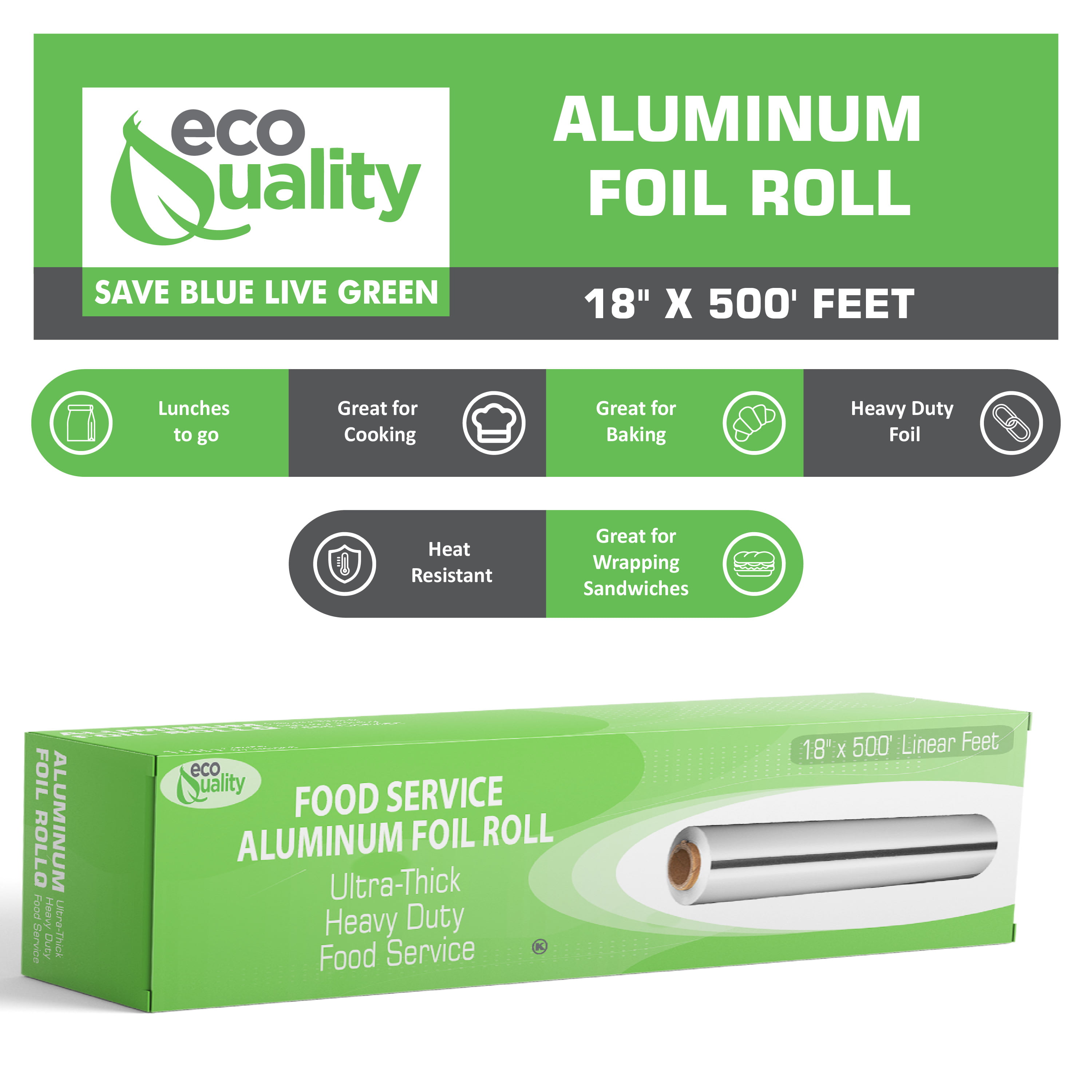 Berkley Square Heavy Duty Aluminum Foil Roll, 18 x 500 ft