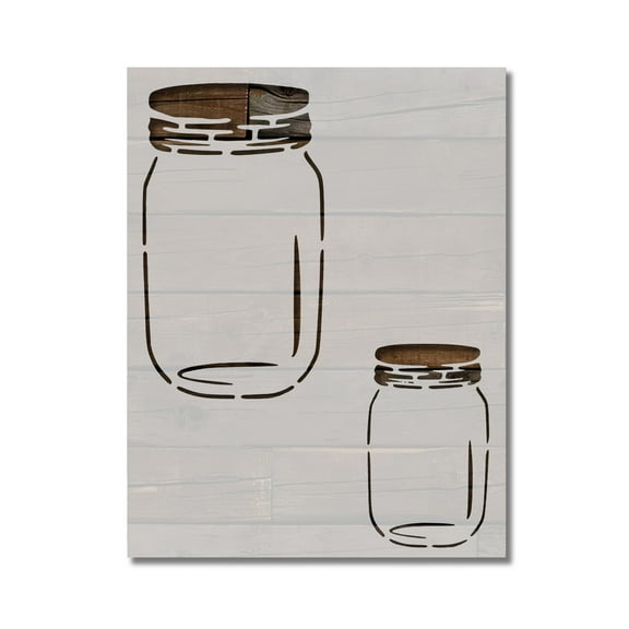 Mason Jars Stencil Template Reusable 8.5 x 11 for Painting on Walls, Wood, Etc. By Stencilville