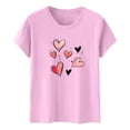 thumbnail image 5 of Camiseta de Manga Corta de Cuello Redondo con Patrones de Corazón de Moda de Primavera de las Mujeres Vintage Clásico Top de Humor para Diario, Fiesta, Primavera Y Verano, 5 of 5