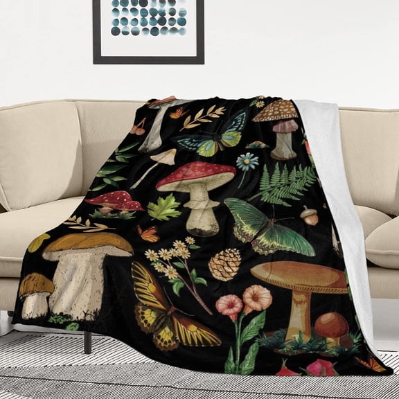 Mushroom Blanket Mushroom Gifts for Women Soft Cozy Fleece Flannel Mushroom Throw Blanket All-Season for Sofa Couch Cottagecore Room Decor Mushroom Blankets for Adults Teen 60"x50"