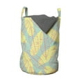 thumbnail image 1 of Leaves Laundry Bag, Banana Petals Floral Greenery Vegetation Linear Seasonal Doodle, Hamper Basket with Handles Drawstring Closure for Laundromats, 13" x 19", Mint Green Peach, by Ambesonne, 1 of 4