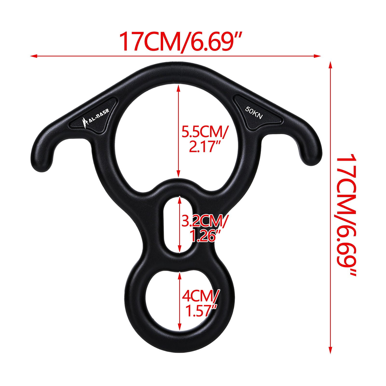 50KN Rescue Figure,8 Descender Large Bent-Ear Belaying and Rappelling Gear Belay Device for Rock Climbing, Aerial Dance,Ziplining and Peak Rescue