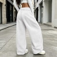 thumbnail image 5 of Vixolx Womens Wide Leg Sweatpants Decorative Drawstring Elastic Waist Baggy Barrel Pants with Pockets Casual Solid Color Trousers, 5 of 7