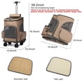 thumbnail image 3 of Wheeled Pet Carrier Backpack Pet Stroller, Travel Carrier, Car Seat for Dogs Cats Puppy, Comfort Cat(Brown) Backpack Removable Rolling Wheels–Mesh Ventilation Windows, 3 of 7