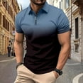 thumbnail image 4 of 2024 summer men's new short-sleeved striped zipper Polo shirt, men's slim sports lapel casual shirt Polo shirt., 4 of 6
