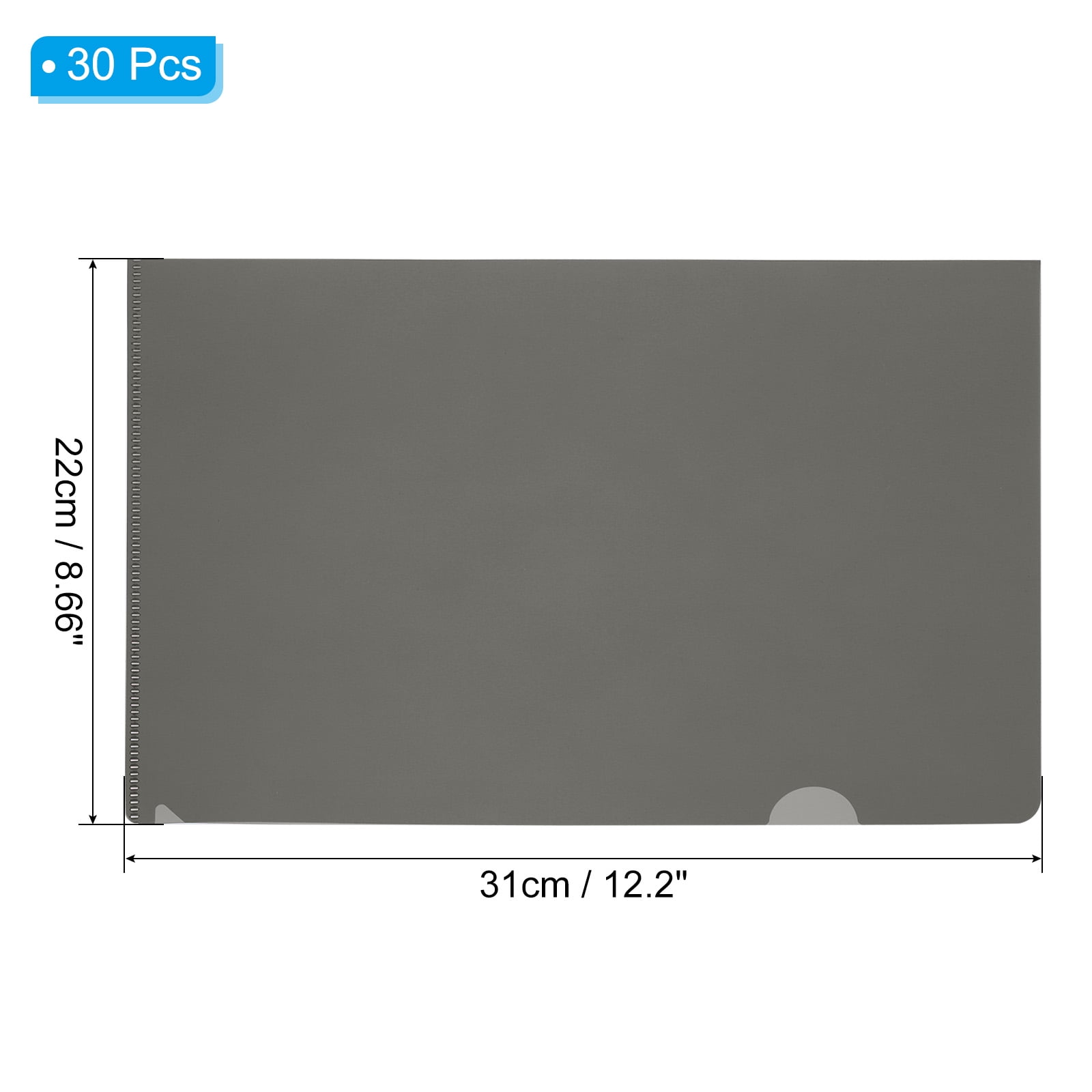 Uxcell L Type Folders 30 Pack A4 Plastic File Project Pockets Clear Paper Document Jacket Sleeves Gray