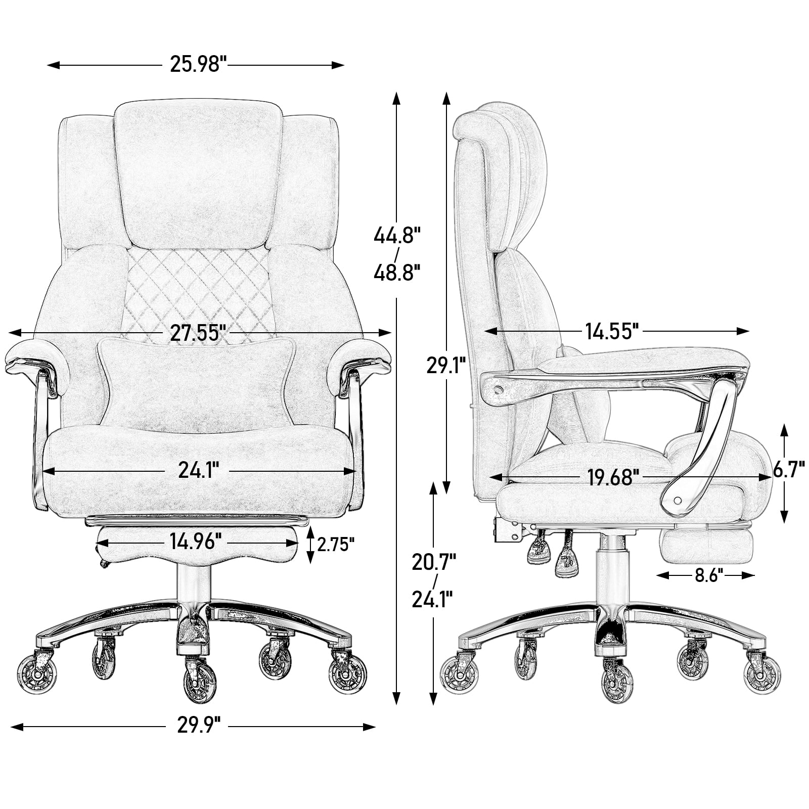 Big and Tall 700LBS Heavy Duty Executive Office Chair with Metal Base, Linkage Armrest, Footrest, Extra Thick Wide Cushion, Silent Rubber Wheels, Light Brown