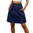 thumbnail image 2 of LEKWK Womens Short Skirt High Waisted A Line Skirt Knee Length Work Skirt With Pockets Elastic Waist Casual Office Business Meeting Wear, 2 of 6