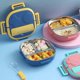 thumbnail image 1 of Fiambrera portátil de acero inoxidable, caja bento para niños, estudiantes, niños, para acampar al aire libre, picnic, contenedor de alimentos, cocina, 3 rejillas, azul, 1 of 5