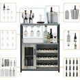 thumbnail image 4 of Wine Bar Rack Cabinet with Detachable Wine Rack, Bar Cabinet with Glass Holder, Small Sideboard and Buffet Cabinet with Mesh Door (Gray), 4 of 7