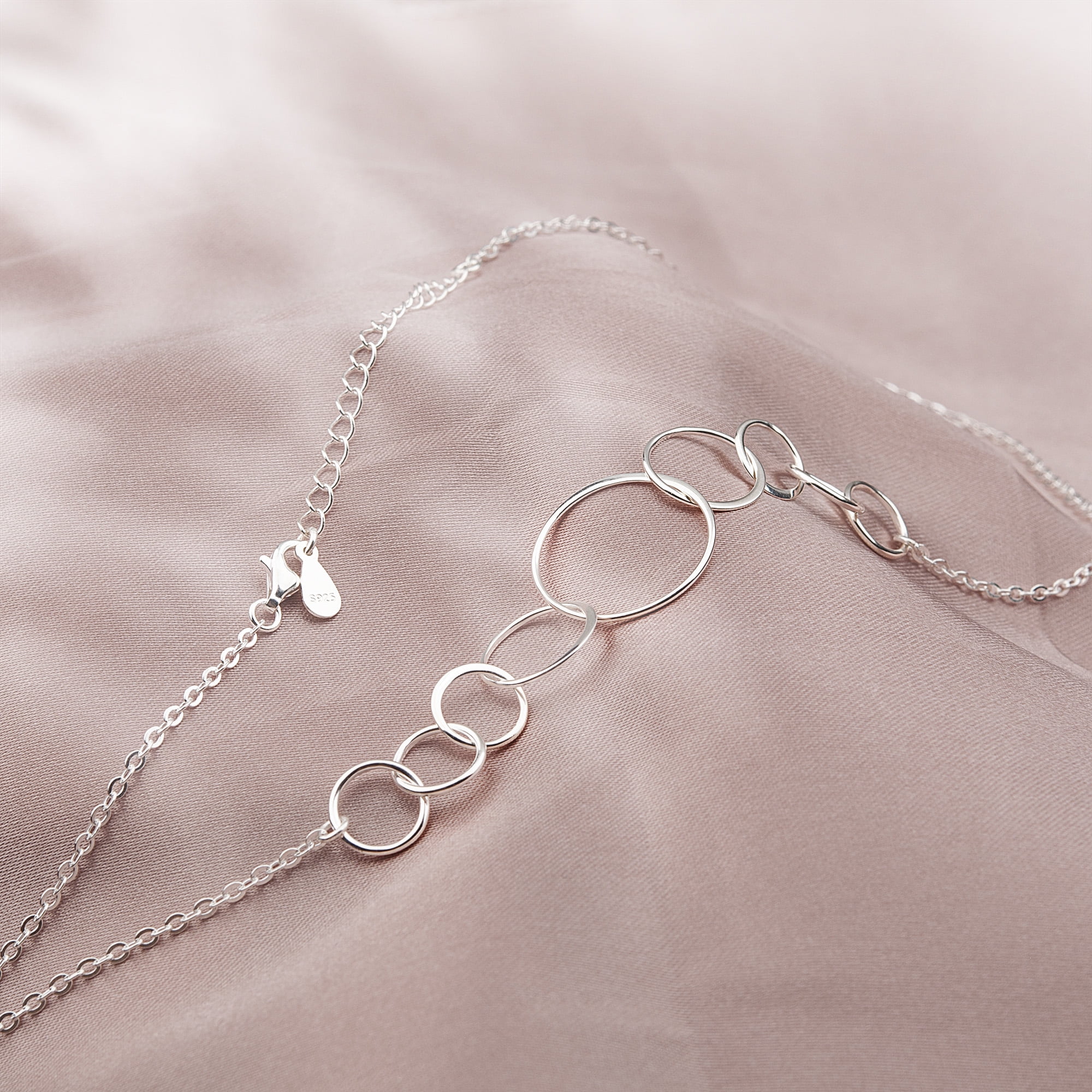 Anavia 90th Birthday Gift for Nana, 925 Sterling Silver 9 Flat Circles Necklace, Ninetieth Birthday Gift for Grandma -[Custom Name]