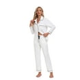 thumbnail image 6 of ANLIQI Women's 100% Cotton Long Sleeve Pajama Sets Button Down Notched Collar Sleepwear Soft Lounge Pjs with Pockets (White,S), 6 of 7