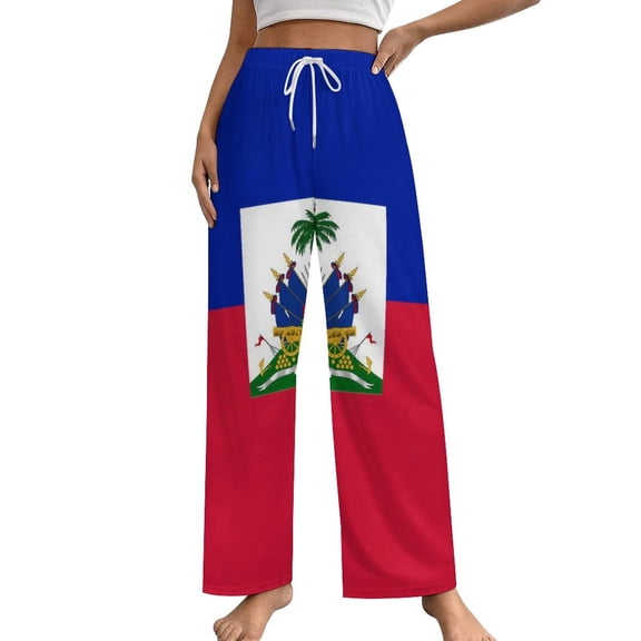 Haiti Flag Women's Pajamas Pajama Pants Women's Sleepwear Lounge Sleep Bottoms Stretch with Pockets