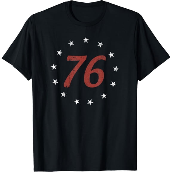 t-shirt Retro 4th of July Independence Day The Spirit 76 T-Shirt mens,black,women,funny,journey,Crew Neck, Short Sleeve,printing