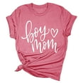 thumbnail image 5 of Lkhaha Womens Graphic T Shirts Boy Heart Mom Letter Print Summer Short Sleeve Casual Plus Size Outfits Pink S, 5 of 5
