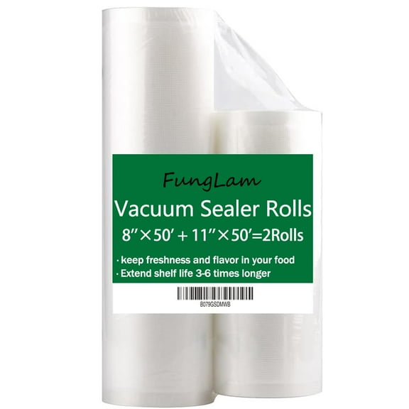 FungLam 8"x50' and 11"x50' Vacuum Sealer Bags, Food Storage Bags, Food Saver Rolls for Sealer, BPA Free&Freezer Safe, Vacuum Seal Rolls Compatible with Any Vacuum Sealers