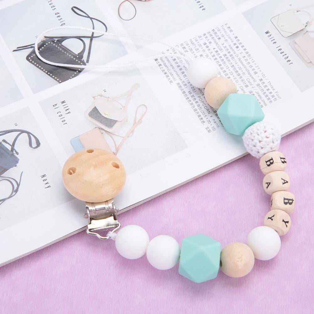 Infant Baby Beaded Pacifier Holder Clip Nipple Teether Dummy Strap Chain shan 