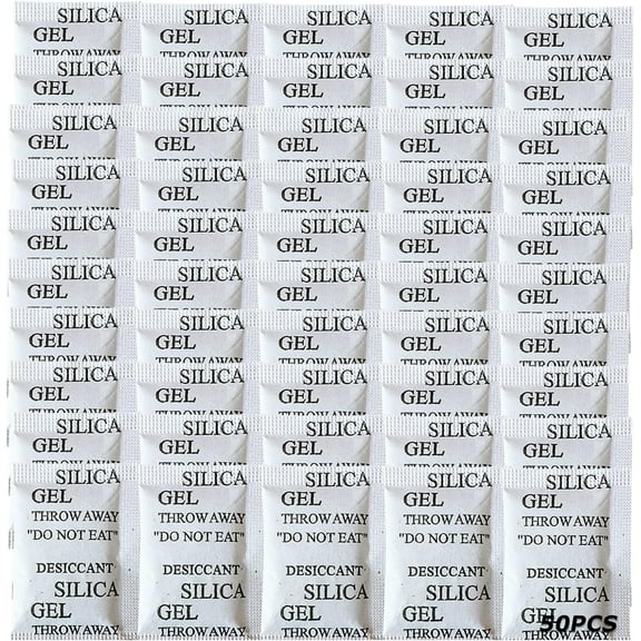 Silica Gel Packets, 50PCS 5 Gram Transparent Desiccant Packs for Storage, Moisture Absorbers for Control Absorbing, Desiccant Dehumidifiers Bags for Electronics,Clothes Shoes,Jewelry,Spices