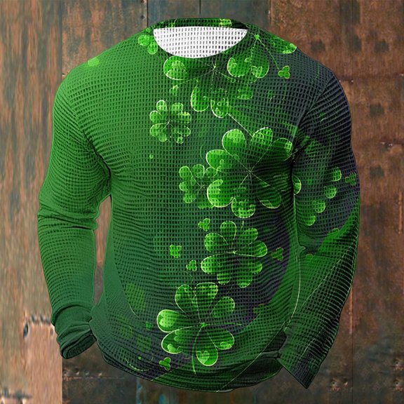 Yusimy Men's Casual Long Sleeve Round Neck St. Patrick's Day Printed Pullover Sweatshirt