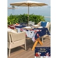 thumbnail image 4 of Outdoor Tablecloth with Umbrella Hole and Zipper, Navy Blue Christmas Rectangle Table Cloth 54x80 Inch Waterproof Tablecloth, Santa Snowman Xmas Gifts Snowflake Winter Picnic Table Cover for Patio, 4 of 7