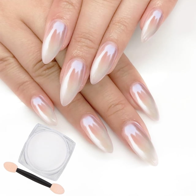 Polvo de uñas Artdone White Pearl Chrome Iridiscent Aurora