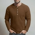 thumbnail image 4 of Dwellite Mens Henley Long Sleeve Shirts Waffle Knitted 4-Button Casual Basic Lightweight Tops Crewneck Button Down T-Shirts Coffee L, 4 of 8