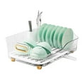 thumbnail image 1 of Dish Drying Rack, Multifunctional Large Dish Rack with Drainboard Set Wine Glass Holder Utensil Cutting Board Holder Drying Mat Set for Kitchen Counter[White], 1 of 9